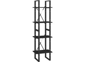 8720286567166 - Bonnevie - BücherregalStandregal 4 Fächer Schwarz 40x30x140 cm Kiefer Massivholz vidaXL