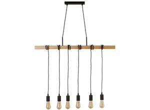 5053423206417 - Searchlight Lighting - Searchlight Woody 6-flammige Pendelleuchte Schwarz und Eschenholz