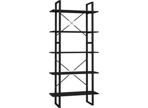 8720286649459 - Bonnevie - BücherregalStandregal 5 Fächer Schwarz 80x30x175 cm Holzwerkstoff vidaXL