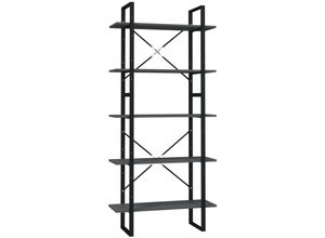 8720286649466 - Bonnevie - BücherregalStandregal 5 Fächer Grau 80x30x175 cm Holzwerkstoff vidaXL