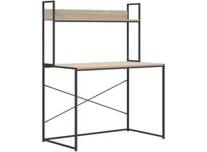 8720286652442 - Bonnevie - ComputertischSchreibtisch Schwarz Eiche-Optik 110x60x138cm Holzwerkstoff vidaXL