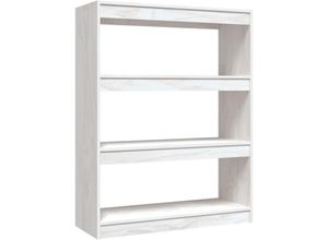 8720286609149 - Bonnevie - Bücherregal RaumteilerBücherschrank Weiß 100x30x103 cm Kiefer Massivholz vidaXL