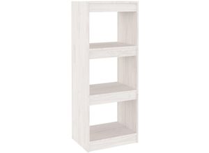 8720286608395 - Bonnevie - Bücherregal RaumteilerBücherschrank Weiß 40x30x1035 cm Massivholz Kiefer vidaXL