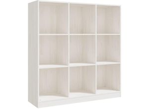 8720286773024 - Bonnevie - Bücherregal RaumteilerBücherschrank Weiß 104x335x110 cm Massivholz Kiefer vidaXL