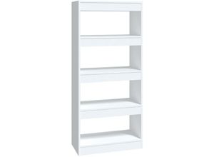 8720286843307 - Bonnevie - Bücherregal RaumteilerBücherschrank Hochglanz-Weiß 60x30x135cm Holzwerkstoff vidaXL