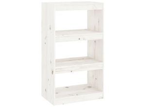 8720286608647 - Bonnevie - Bücherregal RaumteilerStandregal Weiß 60x30x1035 cm Massivholz Kiefer vidaXL