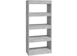 8720286843291 - Bonnevie - Bücherregal RaumteilerBücherschrank Betongrau 60x30x135 cm Holzwerkstoff vidaXL