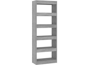 8720286843345 - Bonnevie - Bücherregal RaumteilerBücherschrank Betongrau 60x30x166 cm Holzwerkstoff vidaXL