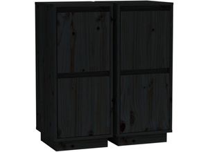 8720286842157 - Bonnevie - 2 Stk SideboardsKommode Schwarz 315x34x75 cm Massivholz Kiefer vidaXL