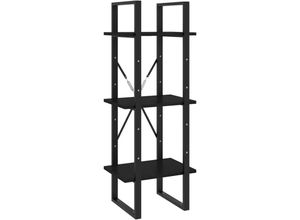 8720286567869 - Bonnevie - BücherregalStandregal 3 Fächer Schwarz 40x30x105 cm Massivholz Kiefer vidaXL