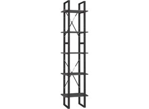 8720286649312 - Bonnevie - BücherregalStandregal 5 Fächer Grau 40x30x175 cm Massivholz Kiefer vidaXL