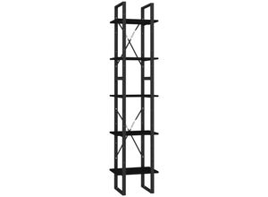 8720286649336 - Bonnevie - BücherregalStandregal 5 Fächer Schwarz 40x30x175 cm Massivholz Kiefer vidaXL