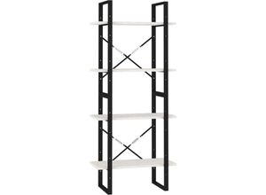 8720286567333 - Bonnevie - BücherregalStandregal 4 Fächer Weiß 60x30x140 cm Kiefer Massivholz vidaXL