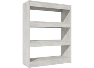 8720286843499 - Bonnevie - Bücherregal RaumteilerBücherschrank Betongrau 80x30x103 cm Holzwerkstoff vidaXL