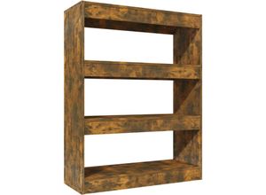 8720286844489 - Bonnevie - Bücherregal RaumteilerBücherschrank Räuchereiche 80x30x103 cm Holzwerkstoff vidaXL