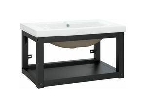 8720286970324 - Badezimmer-Waschtischgestell mit WaschbeckenHandwaschbecken Schwarz Eisen vidaXL 8720286970324 - Badezimmer-Waschtischgestell mit WaschbeckenHandwaschbecken Schwarz Eisen vidaXL