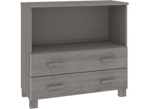 8720286818459 - Bonnevie - SideboardKommode hamar Hellgrau 85x35x80 cm Massivholz Kiefer vidaXL