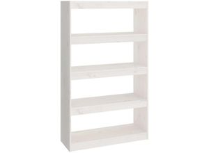 8720286608944 - Bonnevie - Bücherregal RaumteilerStandregal Weiß 80x30x1355 cm Massivholz Kiefer vidaXL