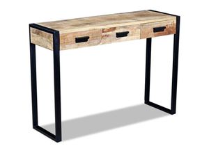 8718475993872 - Bonnevie - KonsolentischFlurtisch mit 3 Schubladen Mangoholz Massiv 110x35x78 cm vidaXL