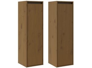 8720286841044 - Bonnevie - Wandschränke 2 Stk Wandhängeschrank Honigbraun 30x30x100 cm Massivholz Kiefer vidaXL