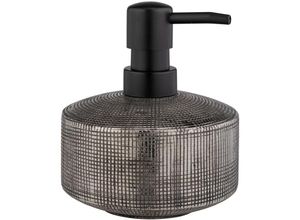 4008838372425 - Keramik Seifenspender Rivara Silber Flüssigseifen-Spender handbemalt 400 ml Silber glänzend Keramik silber - silber glänzend - Wenko