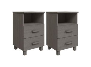 8720286817650 - Bonnevie - 2er-Set NachttischeBeistelltische hamar Hellgrau 40x35x62 cm Massivholz vidaXL 8720286817650 - Bonnevie - 2er-Set NachttischeBeistelltische hamar Hellgrau 40x35x62 cm Massivholz vidaXL