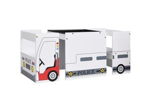 8720286669457 - 3-tlg Kindertisch und Stuhl Set Polizeiauto-Design MDF vidaXL - Weiß