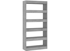 8720286844557 - Bonnevie - Bücherregal RaumteilerBücherschrank Grau Sonoma 80x30x166 cm Holzwerkstoff vidaXL