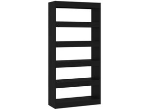 8720286843574 - Bonnevie - Bücherregal RaumteilerBücherschrank Schwarz 80x30x166 cm Holzwerkstoff vidaXL