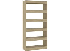 8720286843581 - Bonnevie - Bücherregal RaumteilerBücherschrank Sonoma-Eiche 80x30x166 cm Holzwerkstoff vidaXL