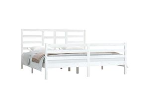 8720287046189 - MassivholzbettSchlafzimmerbettDoppelbett Weiß 180x200 cm vidaXL