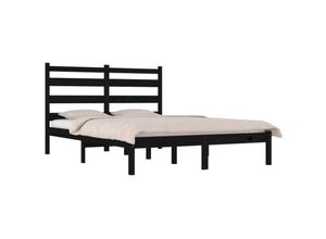 8720287024224 - Bonnevie - MassivholzbettSchlafzimmerbettDoppelbett Schwarz Kiefer 200x200 cm vidaXL