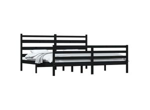 8720287024873 - Bonnevie - MassivholzbettSchlafzimmerbettDoppelbett Kiefer 200x200 cm Schwarz vidaXL