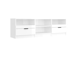 8720286965757 - Bonnevie - TV-SchrankTV-Möbel Hochglanz-Weiß 150x335x45 cm Holzwerkstoff vidaXL