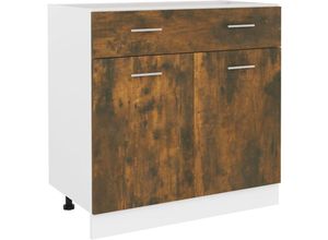 8720286977187 - Unterschrank mit Schublade Räuchereiche 80x46x815 cm vidaXL634320