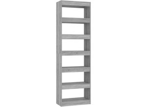 8720286844434 - Bonnevie - Bücherregal RaumteilerBücherschrank Grau Sonoma 60x30x198 cm vidaXL