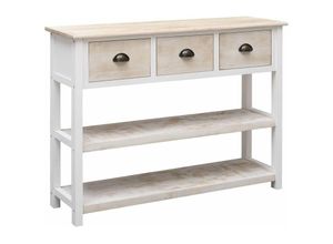 8720286654842 - Bonnevie - SideboardKommode Weiß und Braun 108x30x76 cm Massivholz Paulownia vidaXL