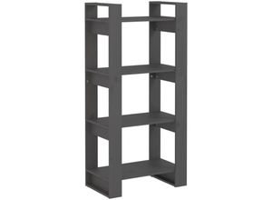 8720286905241 - Bonnevie - Bücherregal RaumteilerBücherschrank Grau 60x35x125 cm Massivholz vidaXL