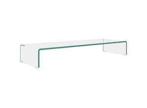 8718475530015 - Bonnevie - TV-Tisch Bildschirmerhöhung TV-Aufsatz Glas Transparent 90x30x13 cm vidaXL