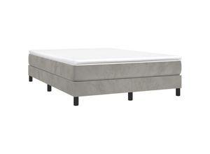 8720287234333 - Bonnevie - BoxspringbettDoppelbett Hellgrau 140x200 cm Samt vidaXL