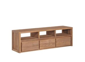 8718475623175 - Bonnevie - TV-SchrankTV-Möbel Massivholz Teak mit natürlichem Finish 120×30×40 cm vidaXL