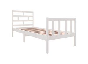 8720286962961 - Massivholzbett，Schlafzimmerbett Weiß Kiefer 75x190 cm vidaXL309848