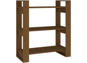 8720286905401 - Bonnevie - Bücherregal RaumteilerBücherschrank Honigbraun 80x35x91 cm Massivholz vidaXL