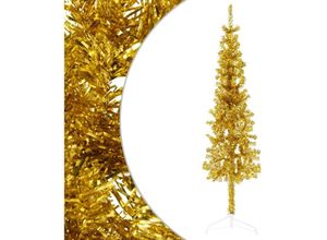 8720287000921 - Künstlicher Halb-WeihnachtsbaumKunstbaum mit Ständer Schlank Gold 120 cm Vidaxl