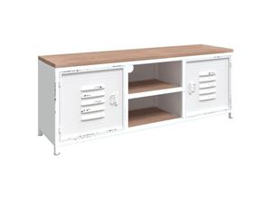 8720286831403 - Bonnevie - TV-SchrankTV-Möbel Weiß 110x30x40 cm Eisen und Massivholz Tanne vidaXL