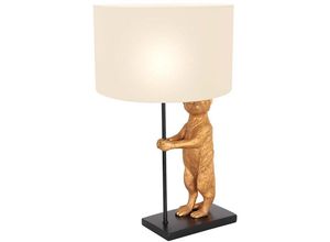 8712746151794 - - Schirmlampe Tischleuchte Beistellleuchte schwarz Textil weiß Erdmännchen gold