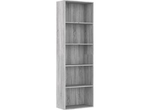 8720286976111 - Bonnevie - BücherregalStandregal 5 Fächer Grau Sonoma 60x30x189 cm Holzwerkstoff vidaXL