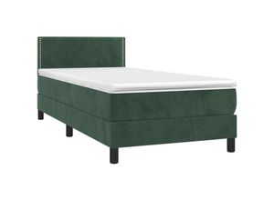 8720287458883 - Boxspringbett mit Matratze Dunkelgrün 90x200 cm Samt vidaXL