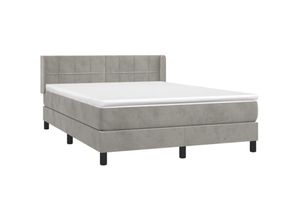 8720287327349 - Vidaxl - Boxspringbett mit Matratze Hellgrau 140x200 cm Samt Grau