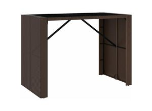 8720845740085 - Bartisch mit Glasplatte Braun 145x80x110 cm Poly Rattan vidaXL - Braun 8720845740085 - Bartisch mit Glasplatte Braun 145x80x110 cm Poly Rattan vidaXL - Braun